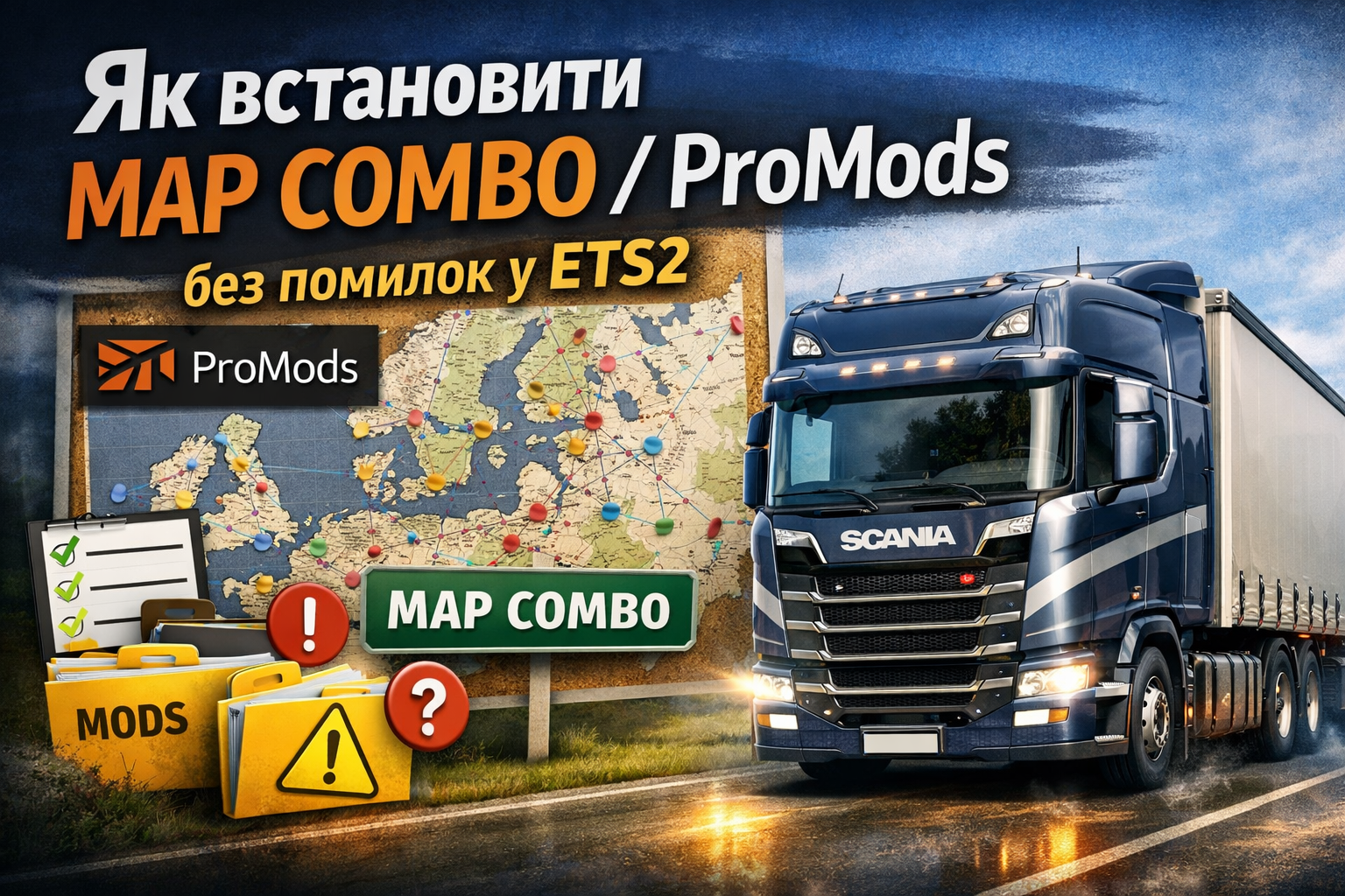Як встановити map combo / ProMods без помилок у ETS2