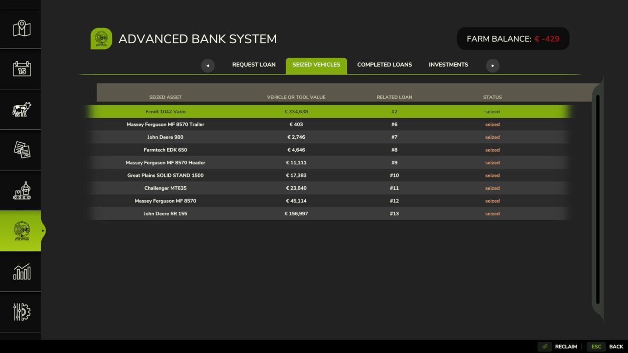 Advanced Bank System for Farming Simulator 25