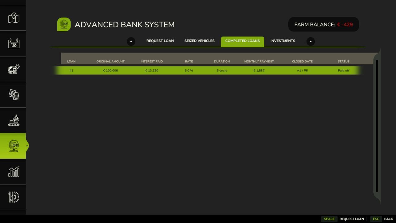 Advanced Bank System for Farming Simulator 25