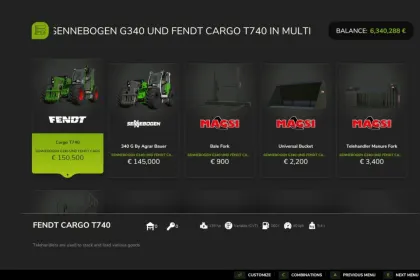 Teleskoplader Sennebogen G340/Fendt Cargo T740 für Farming Simulator 25 — 2