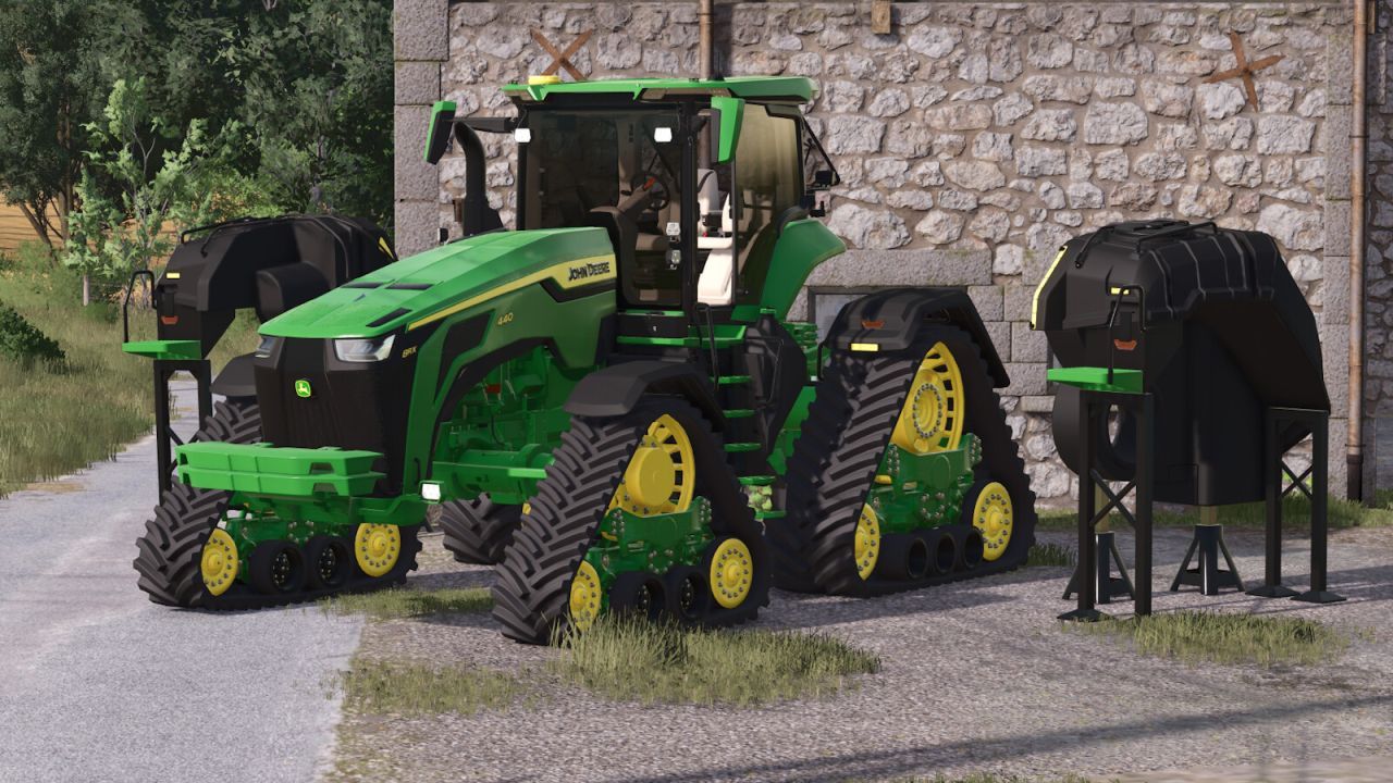 Traktor John Deere 8RX540 o dużej mocy i bocznych zbiornikach do Farming Simulator 25