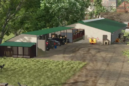 Реалістичний Хлів Cow Barn with Shed — Велика Ферма для 80 Корів у FS25 — 2
