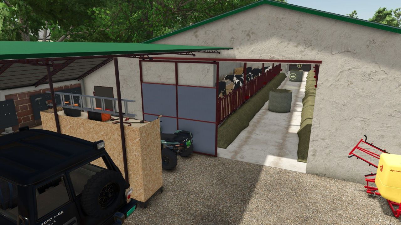 Реалістичний Хлів Cow Barn with Shed — Велика Ферма для 80 Корів у FS25