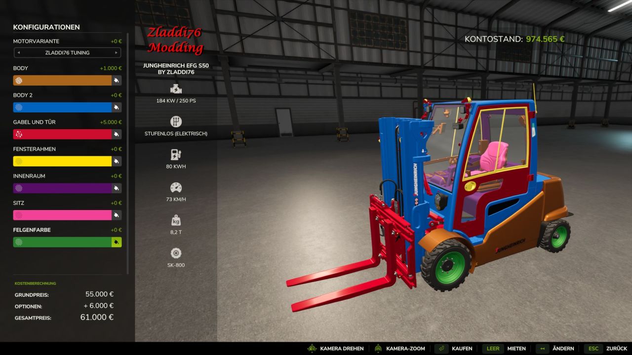 Elektro-Gabelstapler Jungheinrich EFG S50 für Farming Simulator 25
