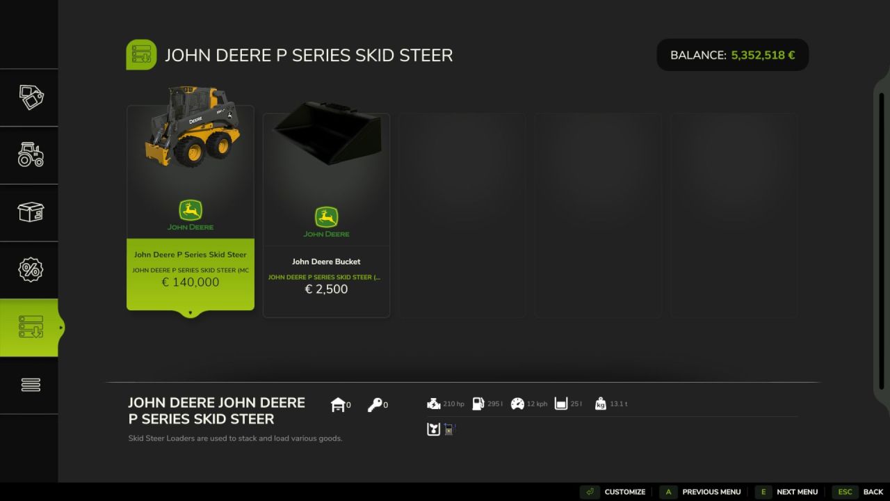 Lader John Deere 335P für Farming Simulator 25