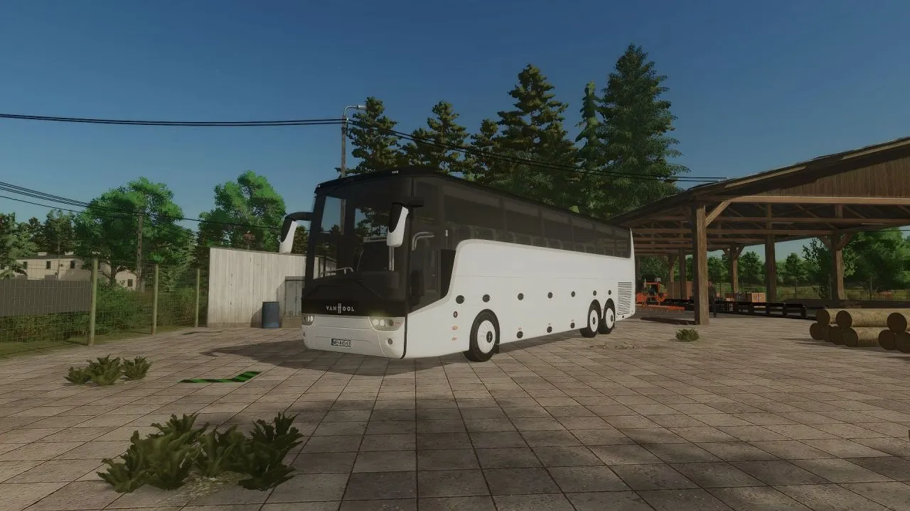 Komfortowy Autobus Vanhool Astron TX16 do Farming Simulator 25 — Jasne Oświetlenie i Realistyczna Jazda