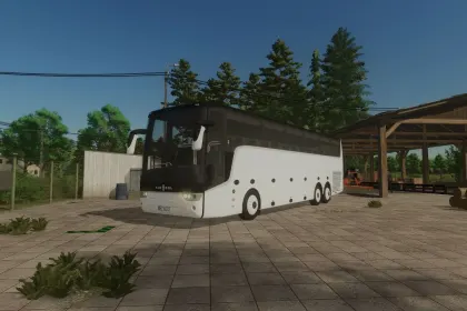 Komfortabler Bus Vanhool Astron TX16 für Farming Simulator 25 — Helles Licht und realistische Fahrt
