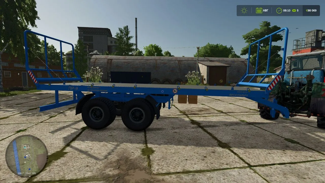 Effizienter Anhänger PR-9 Yaroslavich für den Transport von Ballen und Paletten in FS25