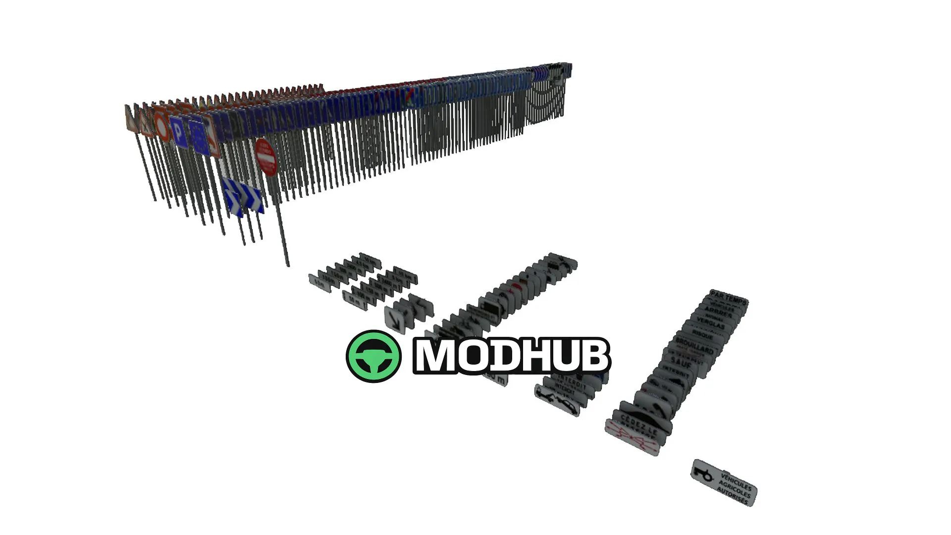 Мод на Об'єкти декору Pack of French Road Signs для Фермер Симулятор 25