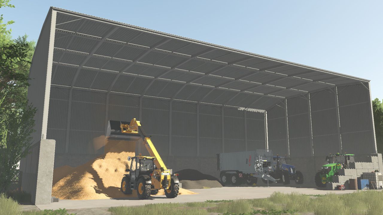 Efektywny Magazyn Medium Grain Hall dla Ziarna i Maszyn w Farming Simulator 25