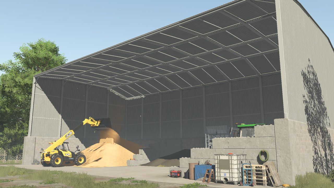 Efektywny Magazyn Medium Grain Hall dla Ziarna i Maszyn w Farming Simulator 25