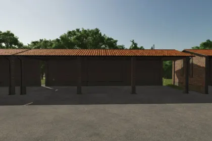 Effektives Paket Italian Shed Package für Farming Simulator 25 — Lagerung von Maschinen und Ballen — 4