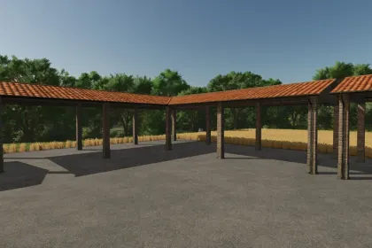 Effektives Paket Italian Shed Package für Farming Simulator 25 — Lagerung von Maschinen und Ballen — 5