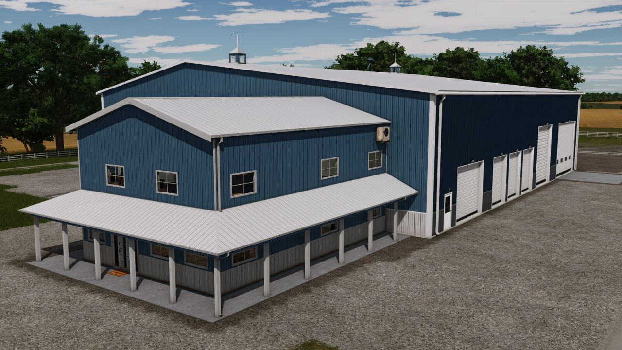 Modern Hangar American Midwest Shop With Office — Warehouse, Workshop and Office for FS25