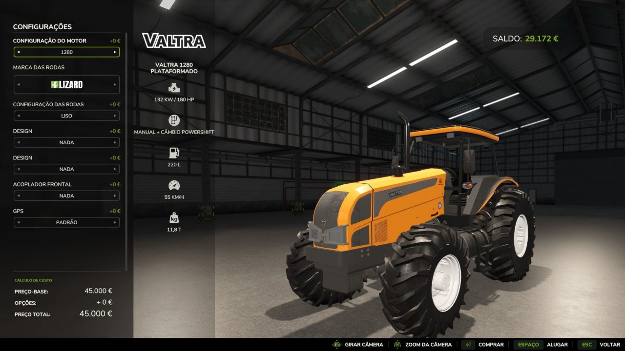 Traktor Valtra 1280 2010 do Farming Simulator 25