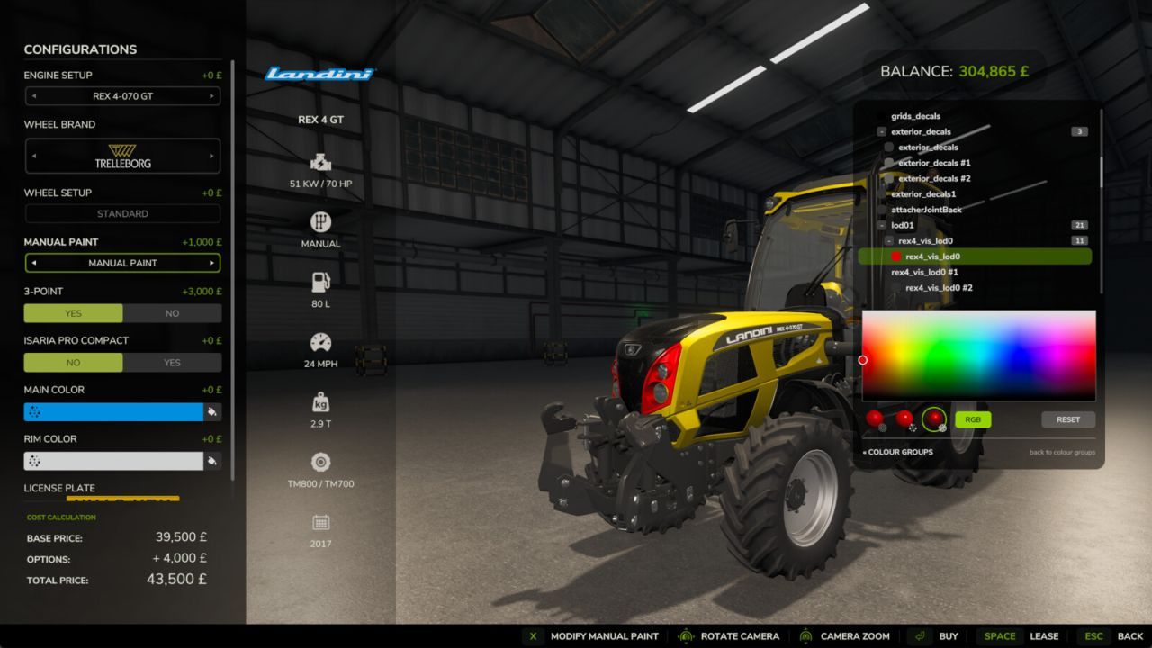 Manual Paint - Per-Material Vehicle Colours do Farming Simulator 25