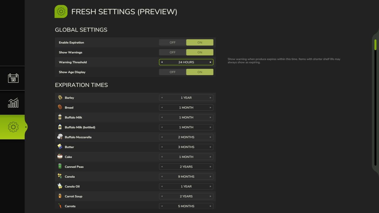 Реалістичний Мод Fresh (Perishable Products) для FS25 — Термін Придатності, Псування та Контроль Запасів