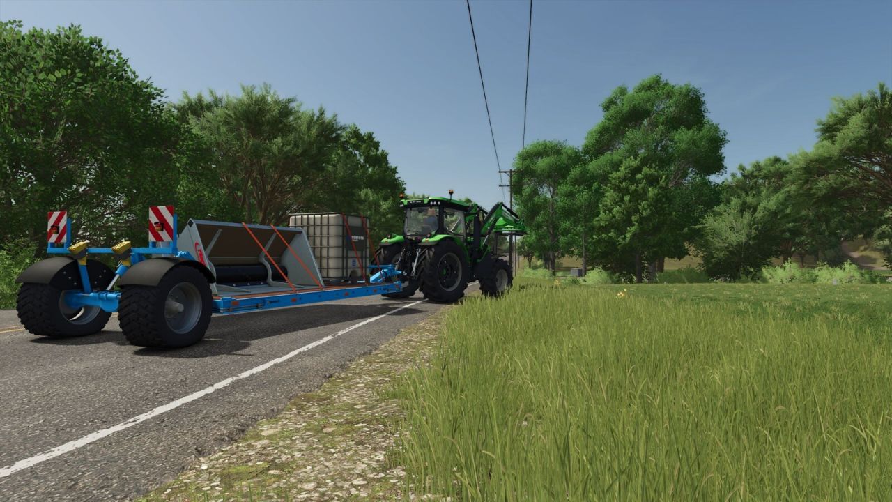Effizienter Tieflader Bremer Transport Trailer für den Transport von Technik in FS25 - Screenshots