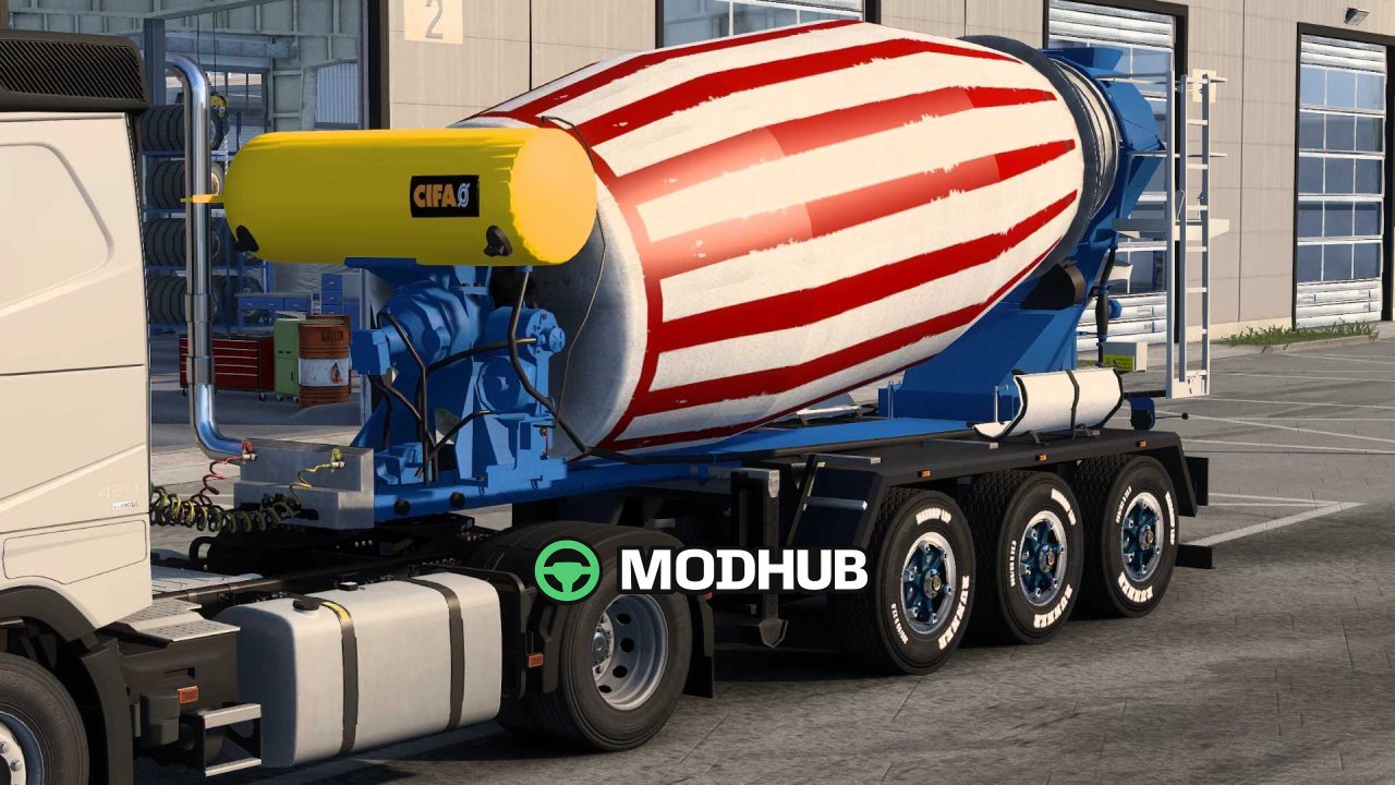 Animierter Zementmischer-Anhänger v1.60 für ETS2