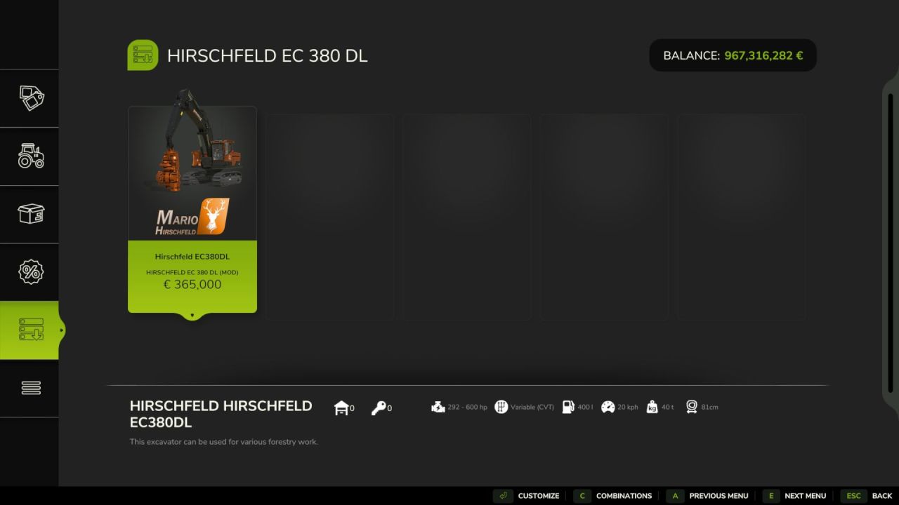 Екскаватор Volvo EC 380 - Hirschfeld Edition для Farming Simulator 25