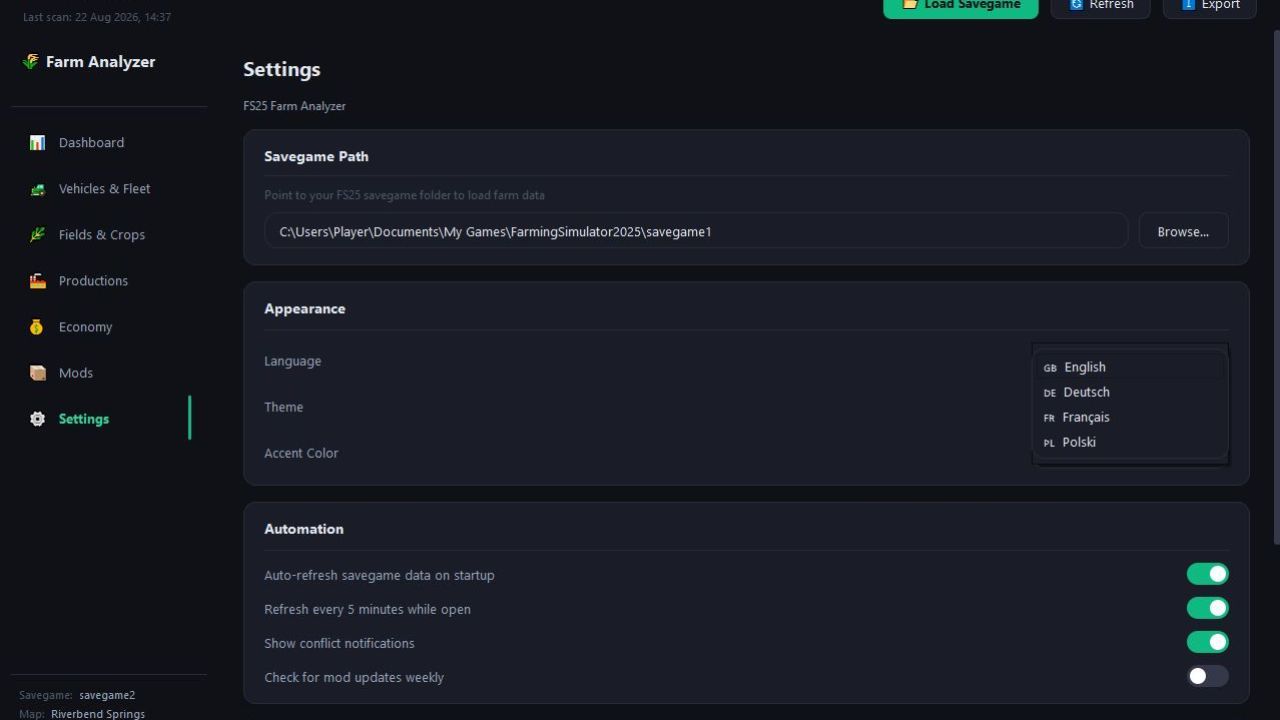 Farm Analyzer for Farming Simulator 25