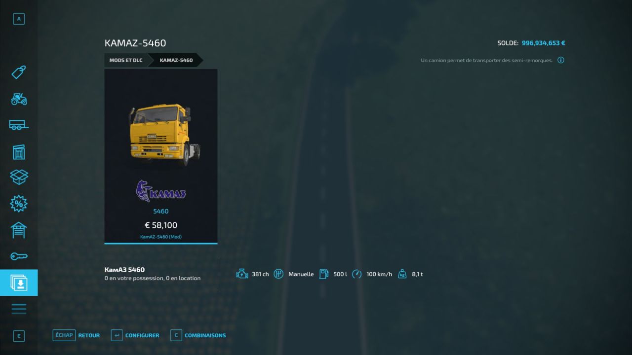 Автомобіль KamAZ-5460 для Farming Simulator 22