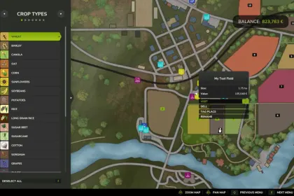 Bequemer Field Rename Mod für Farming Simulator 25 — Felder von der Karte umbenennen