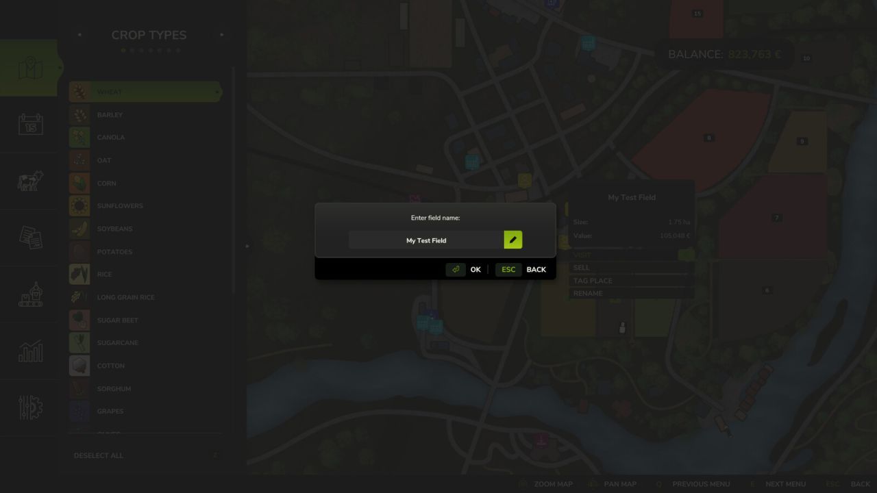 Зручний Мод Field Rename для Farming Simulator 25 — Перейменування Полів з Карти - Скріншоти