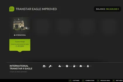 Покращена Вантажівка Improved IH Transtar з 18‑ступеневою КПП для Farming Simulator 25 — 3