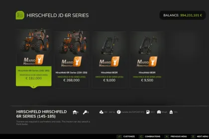 Mocny Traktor John Deere 6R w stylu Hirschfeld dla Farming Simulator 25 — 2