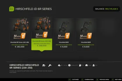 Mocny Traktor John Deere 6R w stylu Hirschfeld dla Farming Simulator 25 — 4