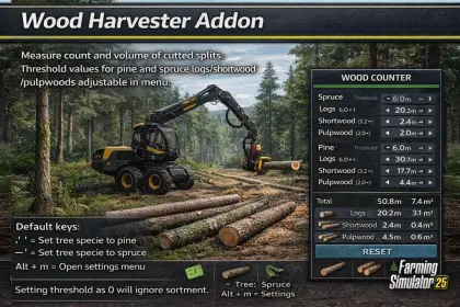 Ефективний Wood Harvester Measurement — Розумний Облік Деревини для Farming Simulator 25 — 1