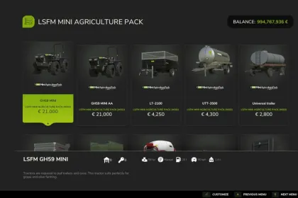 Ефективний LSFM Mini Agriculture Pack — Компактні Трактори та Міні-Техніка для Farming Simulator 25