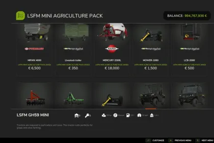 Ефективний LSFM Mini Agriculture Pack — Компактні Трактори та Міні-Техніка для Farming Simulator 25