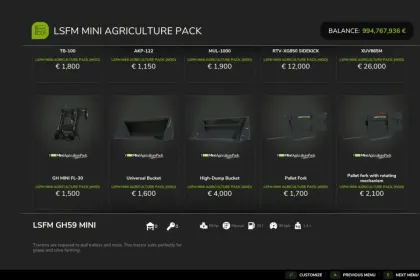 Ефективний LSFM Mini Agriculture Pack — Компактні Трактори та Міні-Техніка для Farming Simulator 25