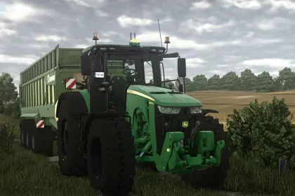 Leistungsstarker Traktor John Deere 8R Series für Farming Simulator 25 – 450 PS und eine Menge Einstellungen