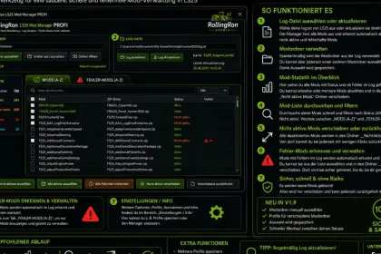 Менеджер модів RollingRon FS25 Mod Manager PROFI для Farming Simulator 25