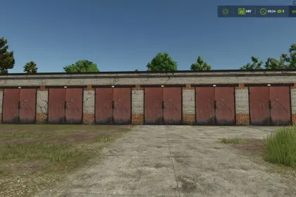 Stylowy Brick Old Garage — Ceglana Retro-Garaż z Wrotami do Farming Simulator 25 — 1