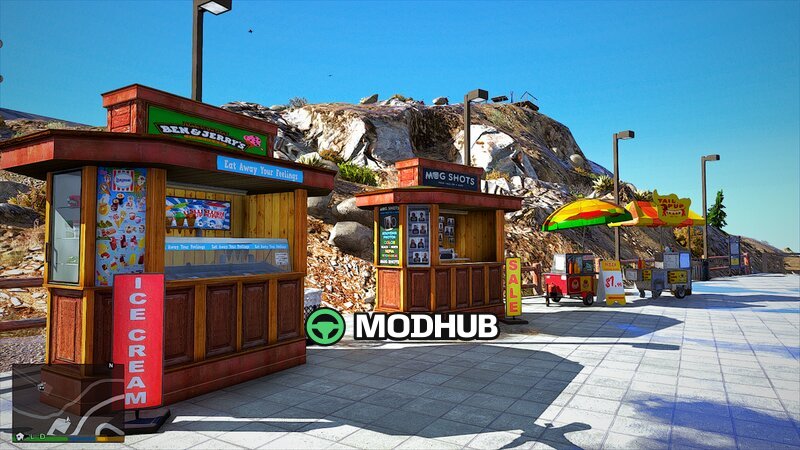 DNX Chiliad Town with real brand billboards and vending machines for GTA 5