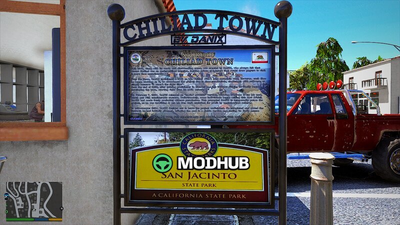 DNX Chiliad Town with real brand billboards and vending machines for GTA 5
