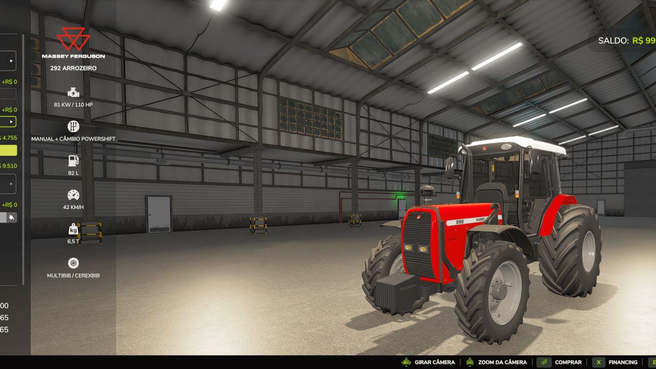 Leistungsstarker Traktor Massey Ferguson 292 Advanced (95–130 PS) für Farming Simulator 25
