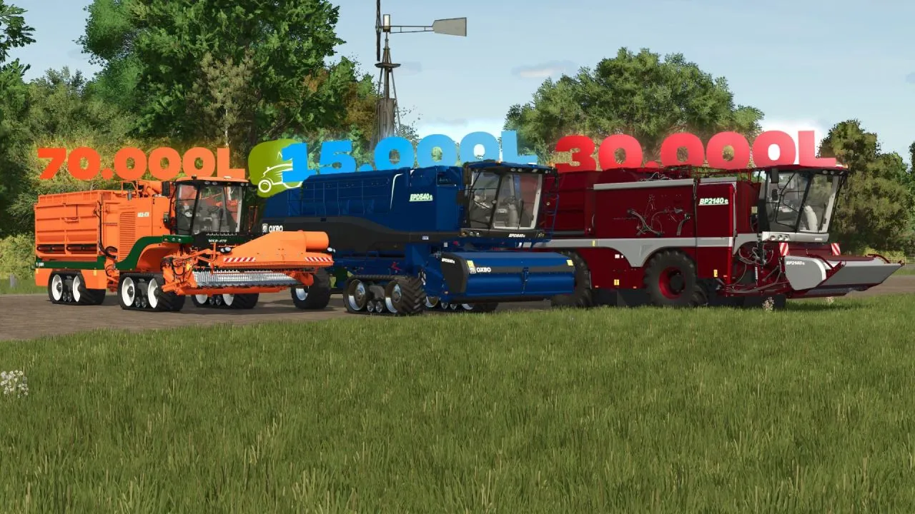 Effektives Oxbo Pack: Vergrößerte OXBO Behälter für Farming Simulator 25