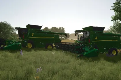 Комбайн John Deere T Series + жатки 600X для Farming Simulator 25