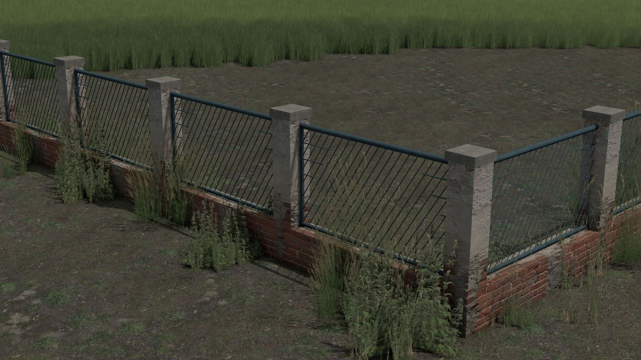 Бетонний паркан Concrete Fence для Farming Simulator 25