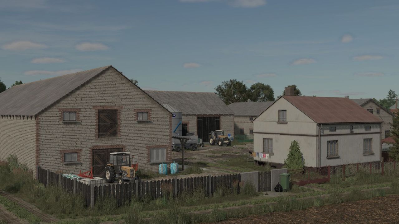 Польська будівля корівника з гаражем для Farming Simulator 25