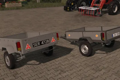 Kompaktowa Przyczepa Samochodowa Small Car Trailer do Palet i Małego Sprzętu w FS25 — 2