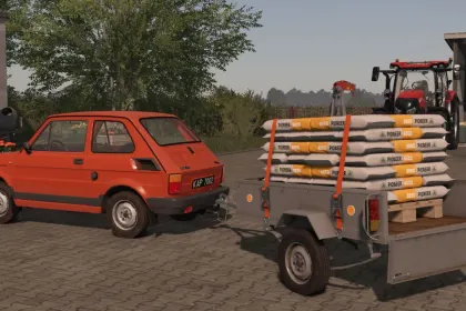 Kompaktowa Przyczepa Samochodowa Small Car Trailer do Palet i Małego Sprzętu w FS25 — 3