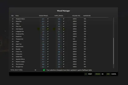 Efficient Wood Manager for Farming Simulator 25 — Full Control of Timber Prices — 2