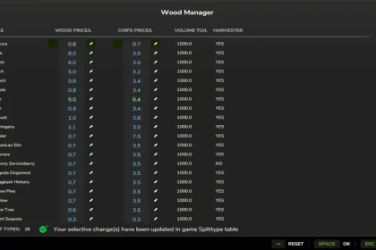 Efficient Wood Manager for Farming Simulator 25 — Full Control of Timber Prices — 3