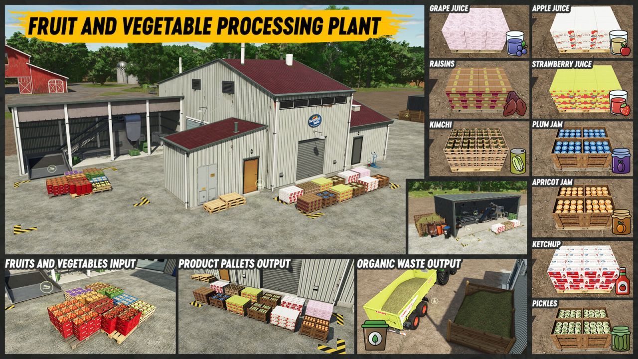 Efficient Orchards And Greenhouses Pack — Gardens, Greenhouses and Processing for Farming Simulator 25
